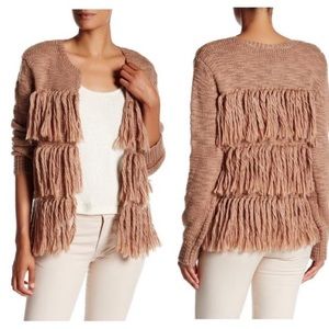 NWOT trina turk fringe wool cardigan